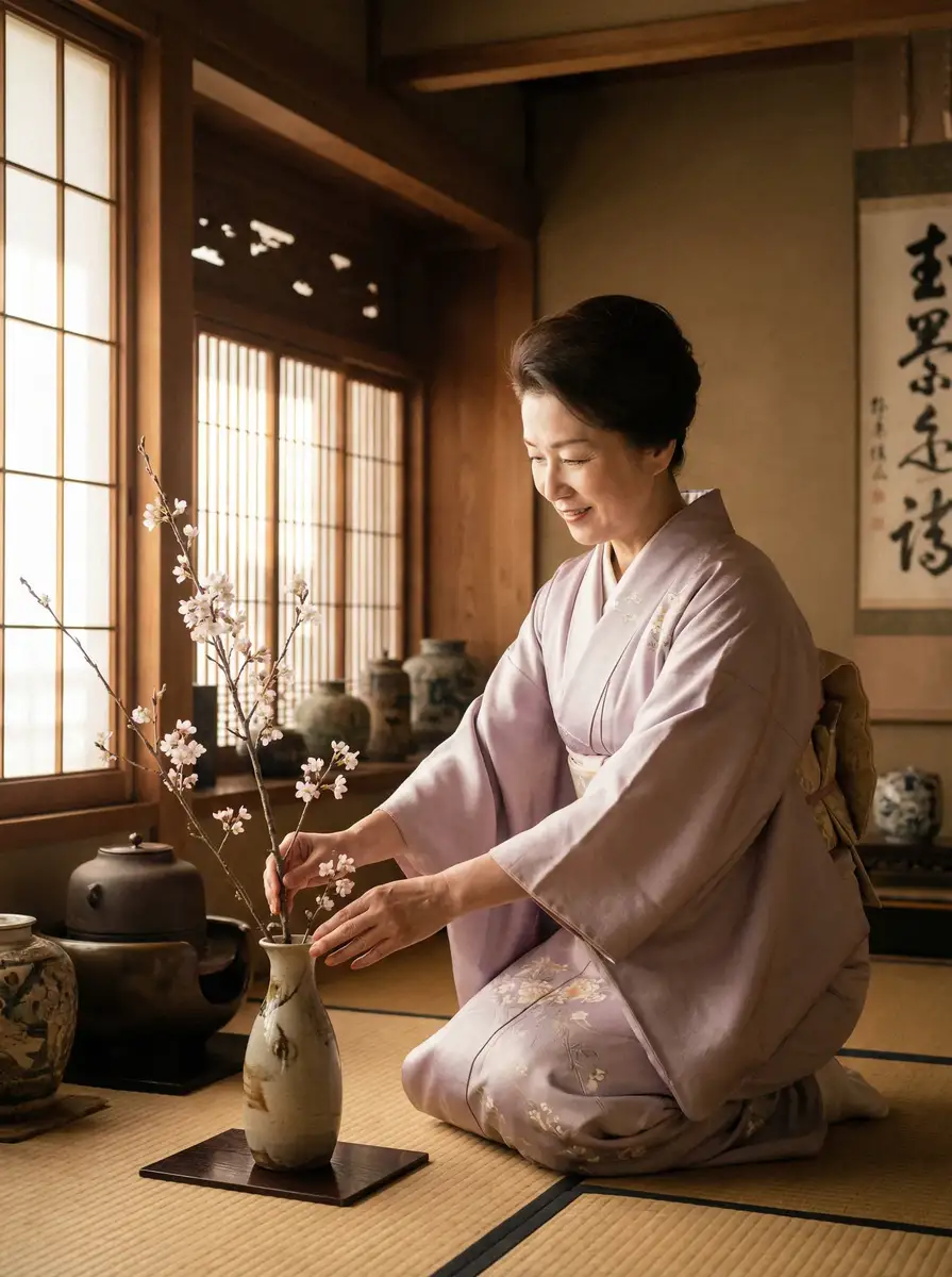 一位优雅的 【不吃洋葱】不吃洋葱视频官方平台 | 全网独家不吃洋葱资源站 在和室中插花